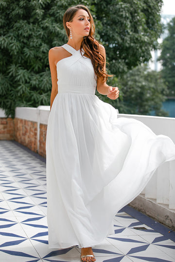 Vestido con cuello en V con volantes cruzados